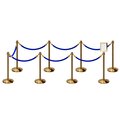 Montour Line Stanchion Post & Rope Kit Pol.Brass, 8CrownTop 7Blue Rope 8.5x11V Sign C-Kit-7-PB-CN-1-Tapped-1-8511-V-7-PVR-BL-PB